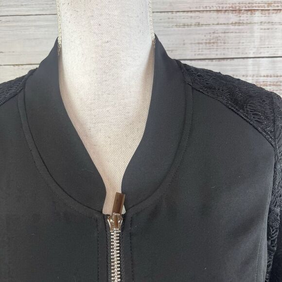 Cache Full Zip Front Lace Jacket size 4 Slinky Stretch Wedding Cocktail Disco - Picture 4 of 12